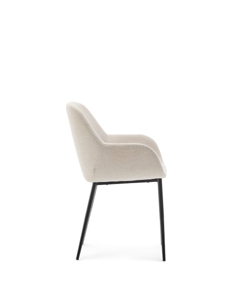 Стул Konna бежевого цвета с черными стальными ножками от интернет-магазина IDODOM.RU