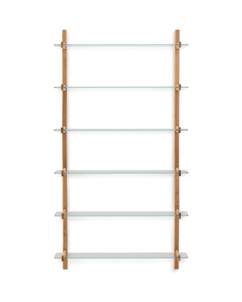 Модульная полка Sitra 6 стеклянных полок и каркас из массива дуба 110 см от интернет-магазина IDODOM.RU