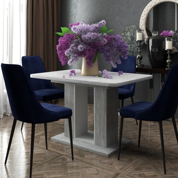 Стол обеденный Toscana (120+40) цемент светлый/белый бриллиант от интернет-магазина IDODOM.RU