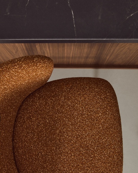 Барный стул Ciselia из терракотового шенилла с ножками из черной стали от интернет-магазина IDODOM.RU