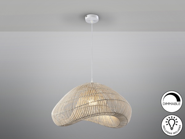 Sabah Подвесной светильник из белого ротанга от интернет-магазина IDODOM.RU