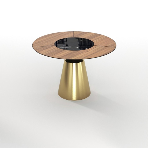 Стол круглый Lucas 120, шпон, керамика глянцевая, черная от интернет-магазина IDODOM.RU