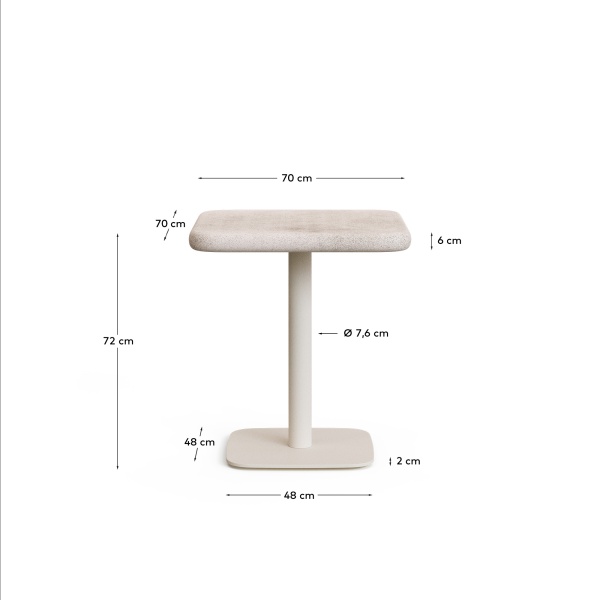 Уличный стол Dina белый из цемента и стали со столешницей 70х70 см от интернет-магазина IDODOM.RU