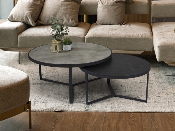 Комплект приставных столиков Naira черный / серый от интернет-магазина IDODOM.RU