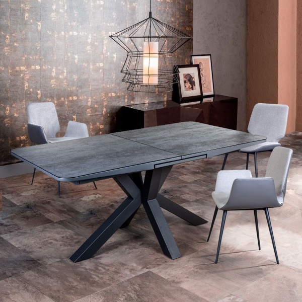 Стол раскладной Lincoln (160+40 см) глазурованное стекло черный от интернет-магазина IDODOM.RU