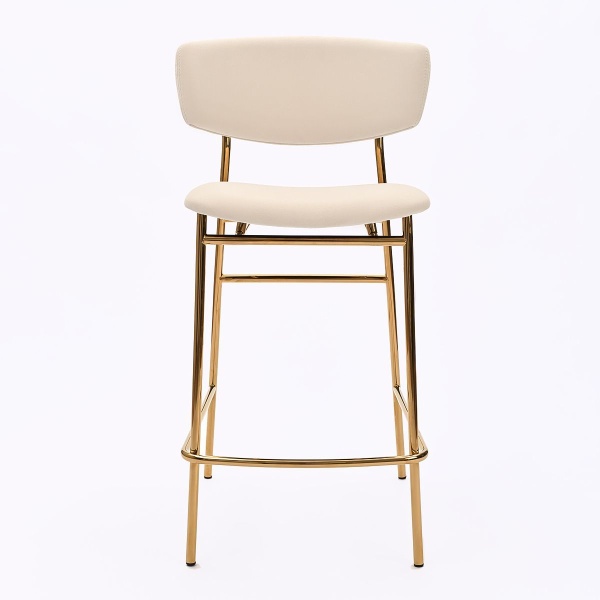 Стул полубарный Deimos, микровелюр бежевый лайт, опоры золото от интернет-магазина IDODOM.RU