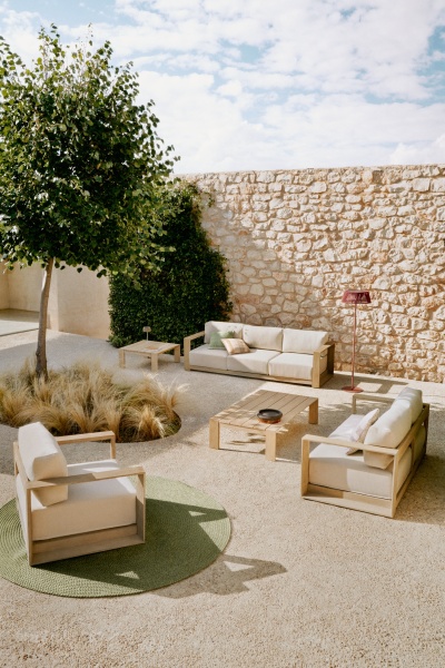 Диван Ambra 2-местный уличный из акации со светлой отделкой 174 см от интернет-магазина IDODOM.RU