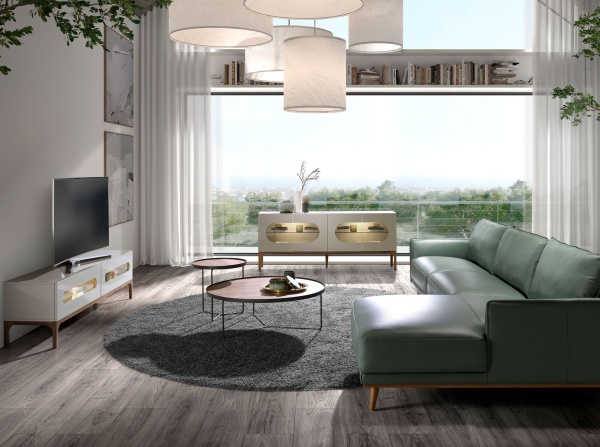 Сервант 3241/CP2205E1 из серого и орехового дерева с внутренней подсветкой от интернет-магазина IDODOM.RU