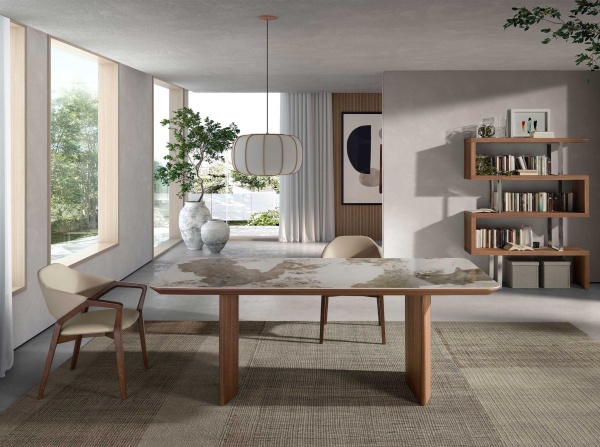 Обеденный стол 1129/437-T из мраморной керамики и ореха от интернет-магазина IDODOM.RU