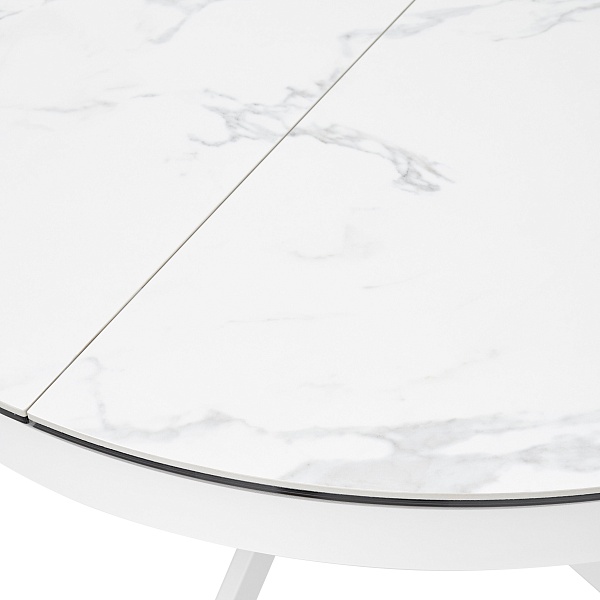 Стол круглый раскладной Trendi (120+40) керамика глянцевая белая от интернет-магазина IDODOM.RU