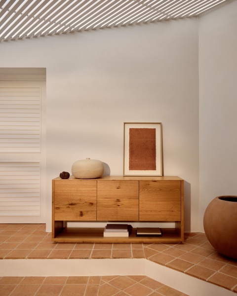 Alguema Сервант с 3 дверцами из дубового шпона с натуральной отделкой 151 x 74 см от интернет-магазина IDODOM.RU