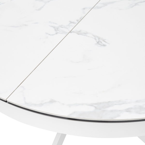 Стол круглый раскладной Trendi (120+40) керамика глянцевая белая от интернет-магазина IDODOM.RU