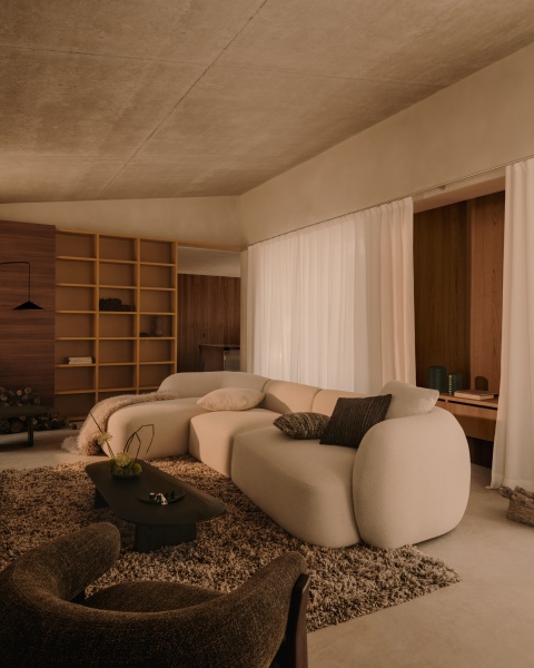 Модульный 4-местный диван Martina цвета экрю с левым шезлонгом 377 см от интернет-магазина IDODOM.RU