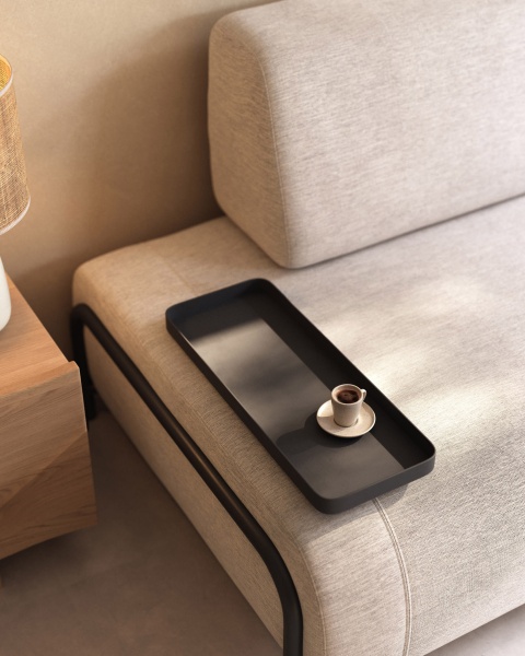 Диван 3-х местный Compo c маленьким подносом бежево-серый от интернет-магазина IDODOM.RU