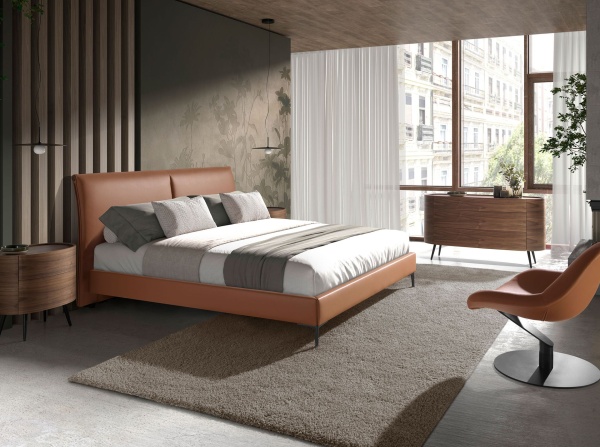 Кровать 7158/GC2015B коричневая из экокожи 180 x 200 от интернет-магазина IDODOM.RU