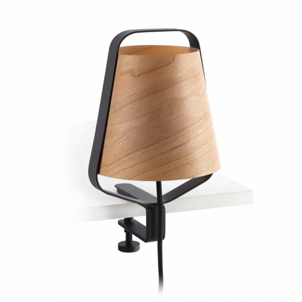 Лампа с зажимом Stood черная/дерево от интернет-магазина IDODOM.RU