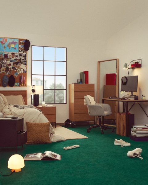 Кровать Alguema из дубового шпона с натуральной отделкой для матраса 90 x 200 см от интернет-магазина IDODOM.RU