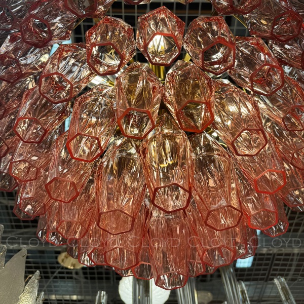 Люстра Cloyd CALCUTTA C6 / Ø60 см - латунь - розов.стекло (арт.11684) от интернет-магазина IDODOM.RU