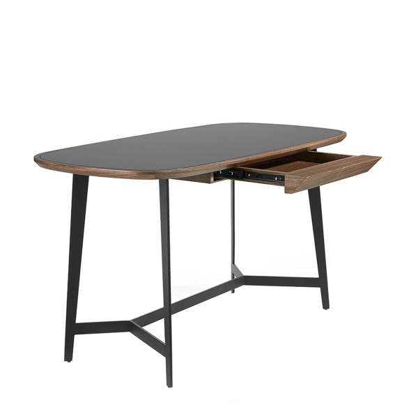 Письменный стол MQ2002DK /3137 орех и черное стекло от интернет-магазина IDODOM.RU