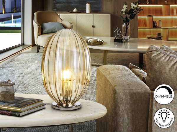 Настольная лампа Ovila 1L коньячный Ø20 от интернет-магазина IDODOM.RU