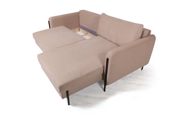 Barcelona диван-кровать с шезлонгом, велюр бежевый от интернет-магазина IDODOM.RU