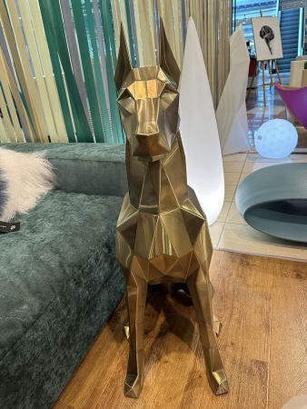 Доберман из нержавеющей  стали. Финиш: обжиг. Цвет: Золото. от интернет-магазина IDODOM.RU