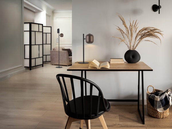 Nimes Настольная лампа 1L черно-коричневая от интернет-магазина IDODOM.RU