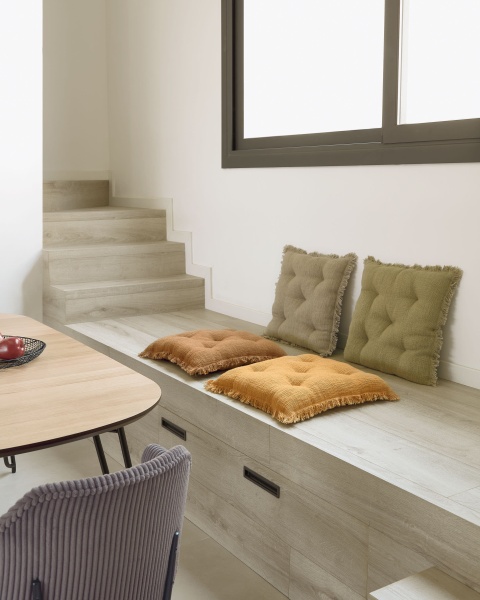 Подушка для сиденья 45x45 коричневая, хлопок / бахрома от интернет-магазина IDODOM.RU