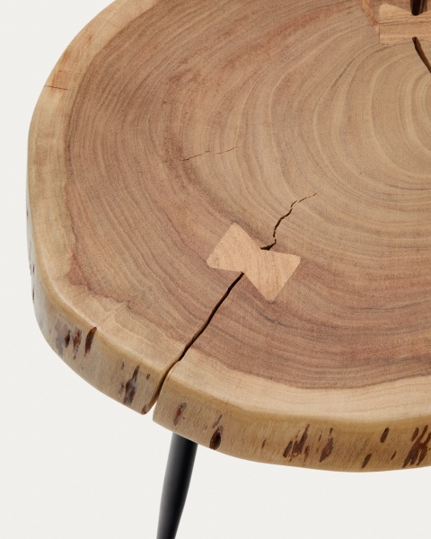 Приставной столик Eider из массива акации и стали Ø 40 x 40 см от интернет-магазина IDODOM.RU