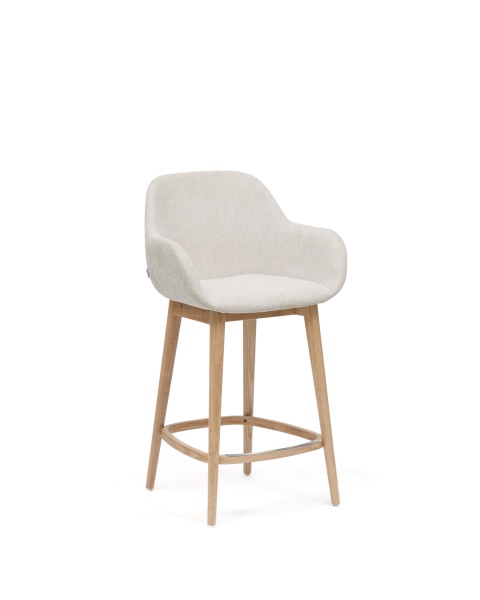Полубарный стул Konna бежевого цвета с ножками из массива ясеня в светлой отделке, 65 см от интернет-магазина IDODOM.RU
