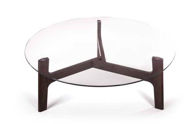 Журнальный столик Woddy D900 массив + стекло / опоры горький шоколад от интернет-магазина IDODOM.RU