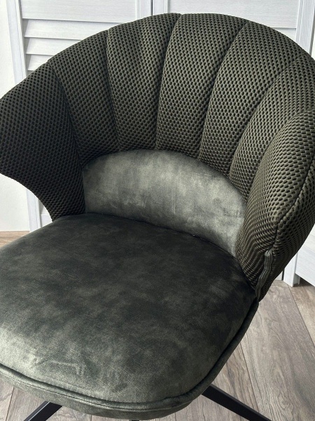 Стул Shell ткань комби серо-зеленый, поворотно-возвратный механизм 360 градусов от интернет-магазина IDODOM.RU