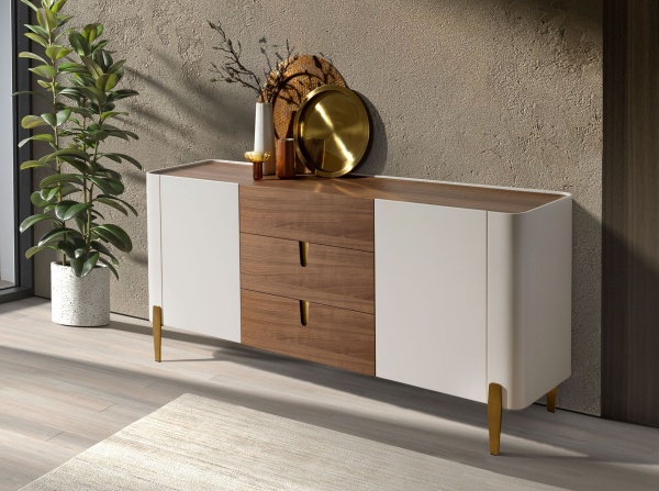 Сервант 3274 из ореха и бежевого дерева от интернет-магазина IDODOM.RU