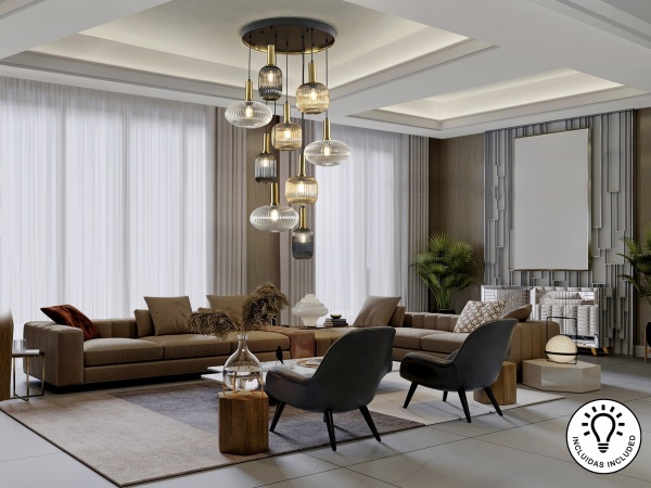 Люстра Norma 9L черный/латунь от интернет-магазина IDODOM.RU