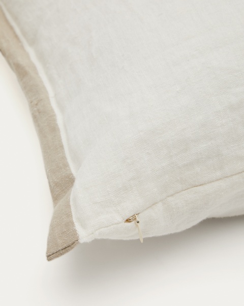 Чехол для подушки Suerta белого и бежевого цвета, 100% лен, 45 x 45 от интернет-магазина IDODOM.RU