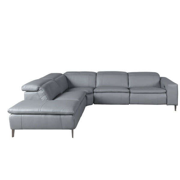 5-местный диван с реклайнером 6218 с левым шезлонгом из серой кожи от интернет-магазина IDODOM.RU