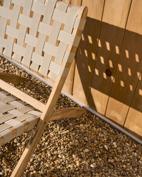 Складное кресло Chabeli из массива акации и шнура кремового цвета от интернет-магазина IDODOM.RU