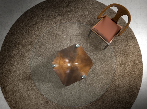 Круглый обеденный стол из закаленного стекла и ореха 1126-Ø150 от интернет-магазина IDODOM.RU