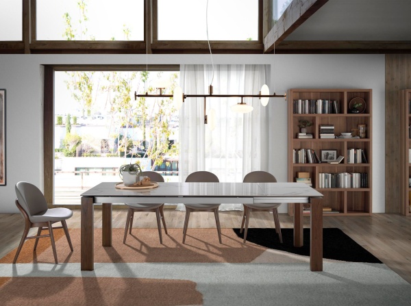 Раздвижной обеденный стол D2058BA /1095 из керамики и орехового дерева от интернет-магазина IDODOM.RU