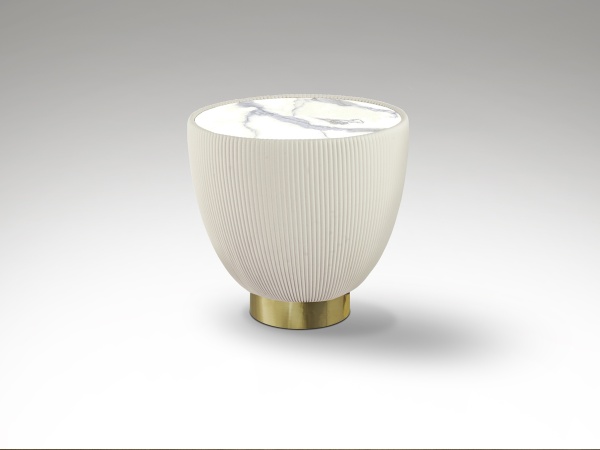 Круглый приставной столик Candy белый-латунь от интернет-магазина IDODOM.RU