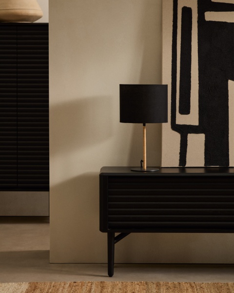 Тумба под телевизор Lenon, 2 дверцы черная из массива и шпона дуба от интернет-магазина IDODOM.RU