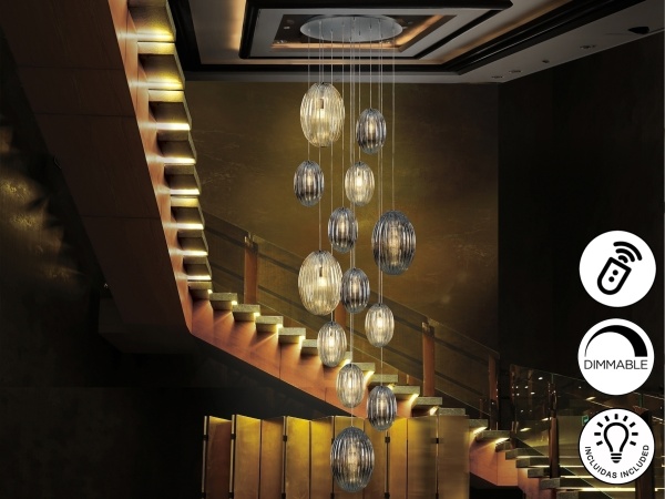 Подвесной светильник Ovila дымчатый/янтарный 13L DIM от интернет-магазина IDODOM.RU