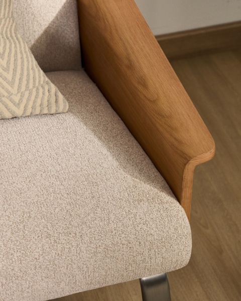 3-местный диван Amsen бежевый с подлокотниками из шпона дуба от интернет-магазина IDODOM.RU