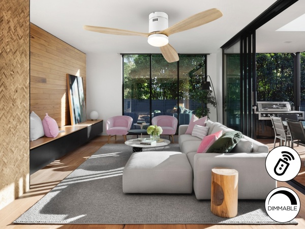 Siroco Потолочный вентилятор с освещением DIMABLE белый/древесный от интернет-магазина IDODOM.RU