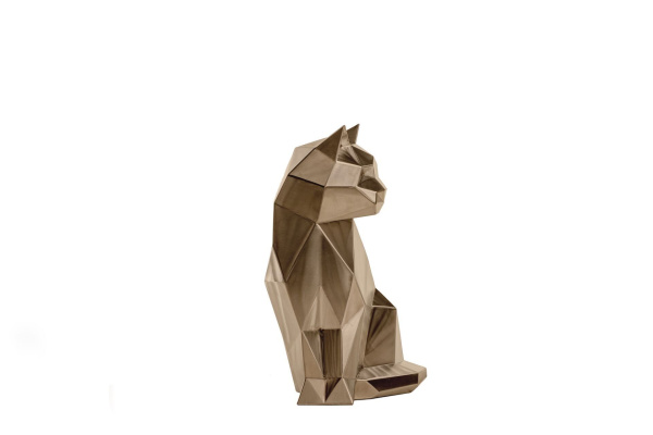 Кошка. Полигональная скульптура из нержавеющей стали. Финиш: Обжиг.Цвет: Золото. от интернет-магазина IDODOM.RU