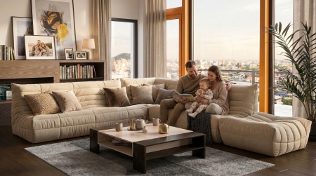 Пуф ДеФранс™️ Слим 70/70 - Mistral шенилл