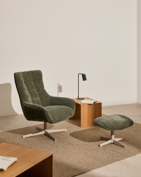 Teryl Кресло из шенилла зеленого цвета с серым металлом от интернет-магазина IDODOM.RU