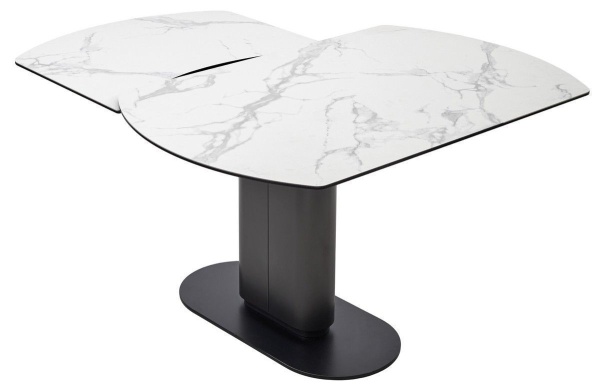 Стол обеденный Gerda (140+60) керамика матовая белая, поворотный механизм от интернет-магазина IDODOM.RU