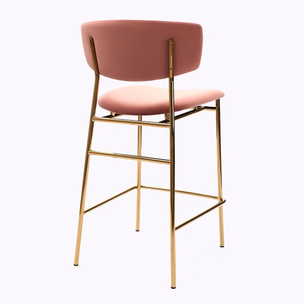 Стул полубарный Deimos, микровелюр розовый, опоры золото от интернет-магазина IDODOM.RU