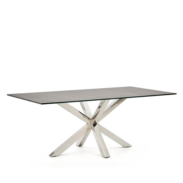 Arya Стол обеденный 200x100 нержавеющая сталь с керамической столешницей Iron Moss от интернет-магазина IDODOM.RU